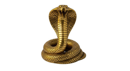 Golden Cobra Sculpture with Intricate Scale Detail on a Black Background Majestic Reptile Representation