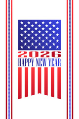 USA Flag 2026 Happy New Year Card Vector Illustration