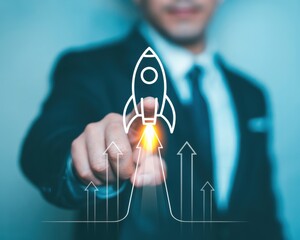 Business launch startup success growth rocket innovation entrepreneurship strategy vision plan target