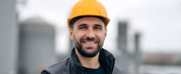 The smiling engineer in helmet beams like a lighthouse guiding through construction waves