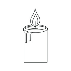Burning candle with dripping wax, vector illustration