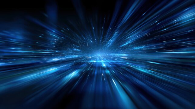 Abstract blue light speed tunnel motion background