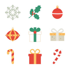 Set 3x3 icons of christmas vibe 
