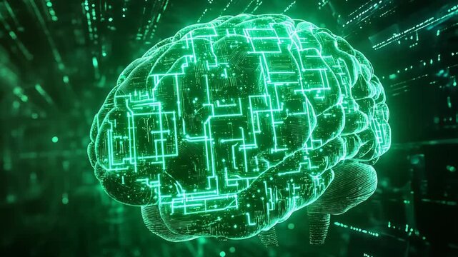 Artificial intelligence brain developing digital machine learning processes