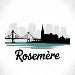 ‎Rosemère Skyline Silhouette — A Suburban Riverside Town in Quebec Canada Vector Illustration
