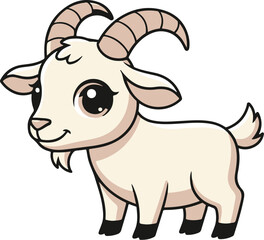 Cartoon goat .Сute goat kid.Suitable for children's books, sticker, mascot, logo. Vector illustration on white background