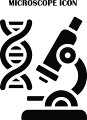 Microscope vector icon in clean modern style, representing science, research, analysis, biology and laboratory equipment. Perfect for medical and scientific projects