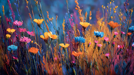 Vibrant Meadow Filled with Blooming Wildflowers &ndash; Colorful Spring Blossoms, Lush Fields, and Serene Nature Scenery