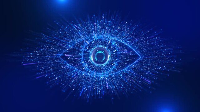 Tech Eye Icon Servers in Data Center Biometric screening eye Digital eye, Security cyber security, digital universe AI visualization Programming code computer screen Developer program code Source code