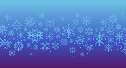 Christmas horizontal border with snowflakes. Vector illustration