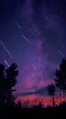 Vibrant Starscape with Glowing Meteor Trails &ndash; Radiant Night Sky, Shooting Stars, and Stunning Cosmic Celestial Scenery