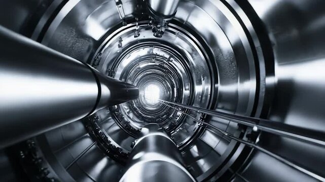 Particle accelerator tunnel exploring scientific research technology