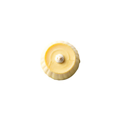 Small yellow button isolated on transparent background