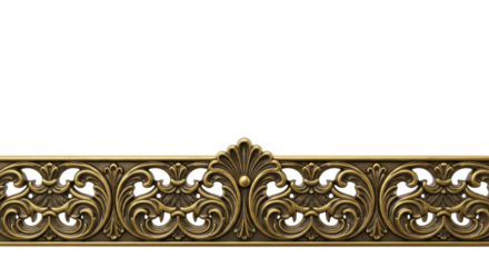 Ornamental Border: A detailed close-up reveals a vintage ornamental border with intricate floral and scrollwork designs, highlighting its elegance and craftsmanship. 