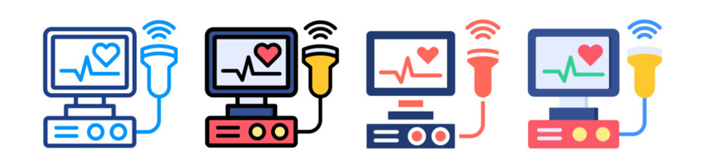 Ultrasound Testing Icon Sheet Multiple Style Collection 
