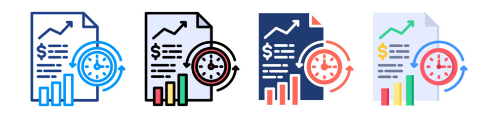 Historical Data Analysis Icon Sheet Multiple Style Collection 