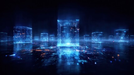 A futuristic arena of mirrors begins a reflection exam while a clarity update perfects monitoring polishing the database increasing efficiency and transmitting mirrored feedback to the glass server