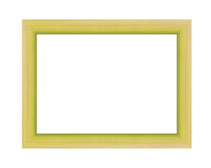 Light Greenish-Yellow Wooden Picture Frame. Simple Pastel Colored Wood Border Isolated on Transparent Background.
