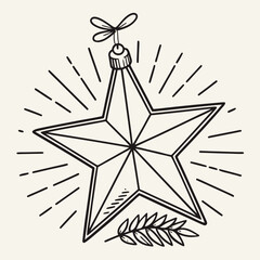 Hand drawn star ornament for christmas decoration