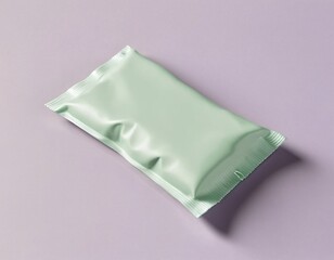 Naklejka premium Blank flat rectangular flow pack mockup on neutral background, matte packaging design