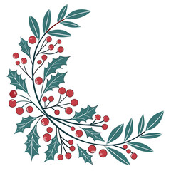 Christmas holly berry branch for holiday decoration