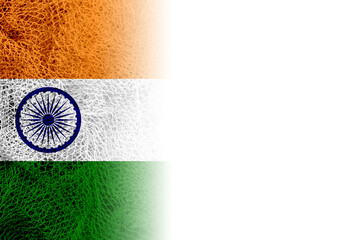 White background with Indian flag on fishing net