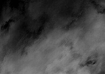 Dramatic Black and White Cloudscape Background with Dense, Moody Smoke-like Texture and Heavy Sky Atmosphere, Abstract Monochrome Pattern