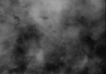 Dramatic black and white sky with thick atmospheric clouds and swirling smoke textures, creating a moody abstract background or overlay effect