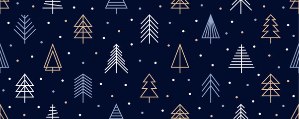 christmas abstract fir tree decoration seamless pattern vector illustration