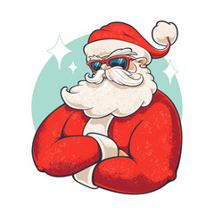 Cool Tough Santa Claus With Sunglasses