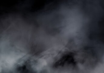 Dark smoky mysterious abstract background texture with swirling grey fog and black space creating an eerie and dramatic atmosphere for design