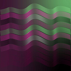 Abstract Wavy Line Pattern with Gradient Background in Green, Pink, and Purple Tones