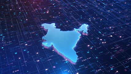 Futuristic Glowing Digital India Map Grid Animation technology grid, abstract cyber design particles, rays, innovative visualization, for digital business, event promotion, , corporate presentations. - Powered by Adobe