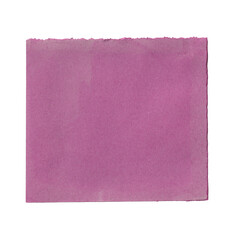 Vintage pink square paper with torn ragged edges. Blank textured craft paper scrap for collage or notes. Isolated rustic design element with transparent background.