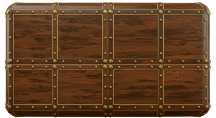 Vintage Wooden Chest: A beautifully aged wooden chest with intricate metallic detailing, its rich textures and classic design evokes a sense of history and timeless appeal.