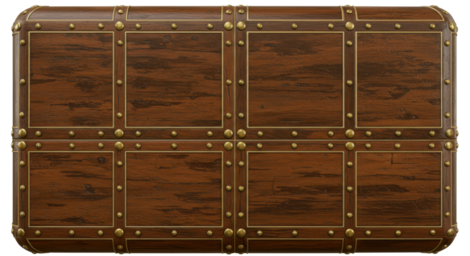 Vintage Wooden Chest: A beautifully aged wooden chest with intricate metallic detailing, its rich textures and classic design evokes a sense of history and timeless appeal.