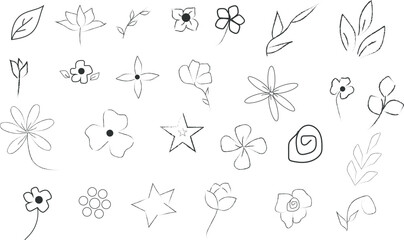 Simple floral brush icons and leaf