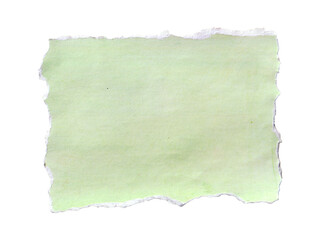 Obraz premium Torn Light Green Paper Texture Scrap. Blank Ripped Paper with Frayed Edge for Collage, Isolated on Transparent Background.