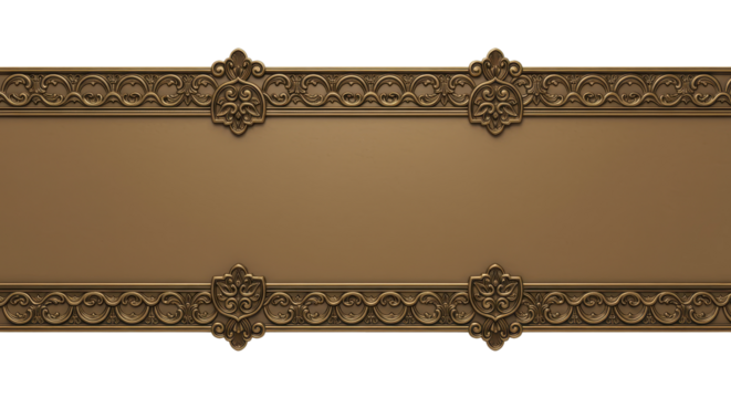 Golden Ornamental Panel: An elegant rectangular panel, embellished with intricate golden ornaments, perfect for adding a touch of classic sophistication.