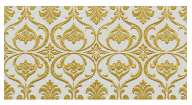 Golden Floral Elegance: A luxurious seamless repeating pattern of stylized floral medallions against a contrasting background, exuding timeless beauty and sophistication.