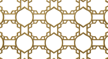 Elegant Ornamental Grille: Close-up of a symmetrical gold pattern grille, exuding sophistication and intricate design. A visual representation of craftsmanship, geometry and aesthetic beauty.