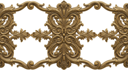 Ornate Design in Gold: a close-up image showcases the intricate beauty of an ornamental design in shimmering gold, where every curve and flourish reflects the artistry of classic design.