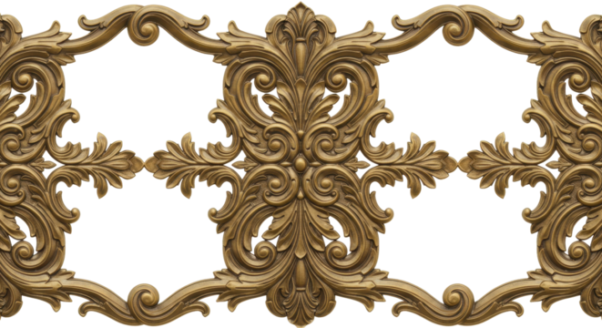 Ornate Design in Gold: a close-up image showcases the intricate beauty of an ornamental design in shimmering gold, where every curve and flourish reflects the artistry of classic design.