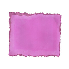 Vintage torn pink paper with ragged edges. Blank handmade note or message background isolated for design.