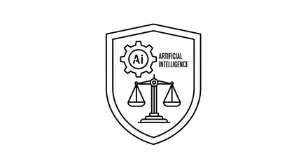 Ai ethics compliance badges artificial intelligence law and justice concept icon