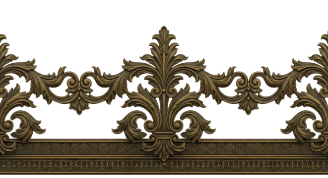 Ornamental Elegance: A close-up view of an antique gilded carving, showcasing intricate details and design - Powered by Adobe