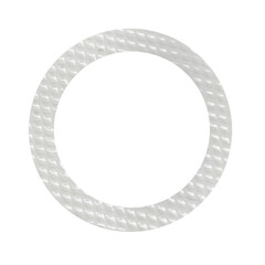 White circular frame with a 3D quilted diamond texture. Abstract geometric ring with a braided or woven pattern, isolated on a transparent background for design.