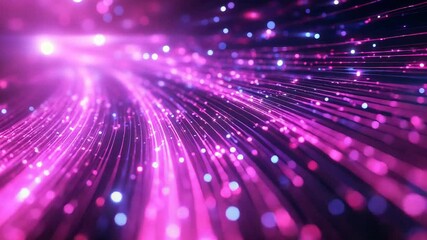 Glowing fiber optic data connecting through digital abstract network - Powered by Adobe