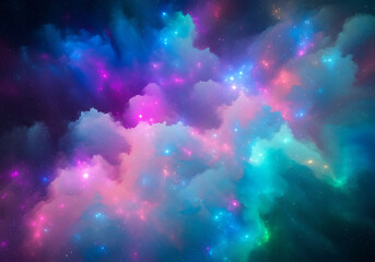 An abstract colorful background in shades of purple, yellow, blue, and pink, blending together to create a vibrant and dynamic visual effect. Abstract Psychedelic Dreamscape