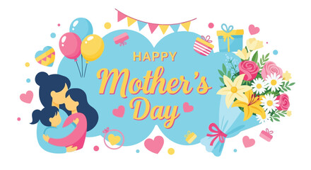 Fototapeta premium Celebrate Mother's Day A Heartfelt Vector Illustration of Family Love and Joy
